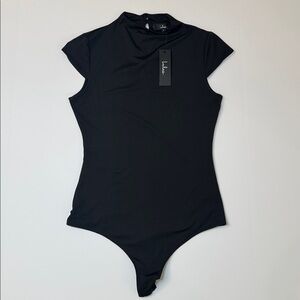 Lulu's Black Cap Sleeve Bodysuit